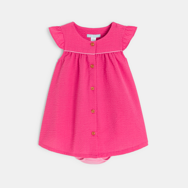 فستان قطني فاخر باللون الوردي للفتيات الصغيرات